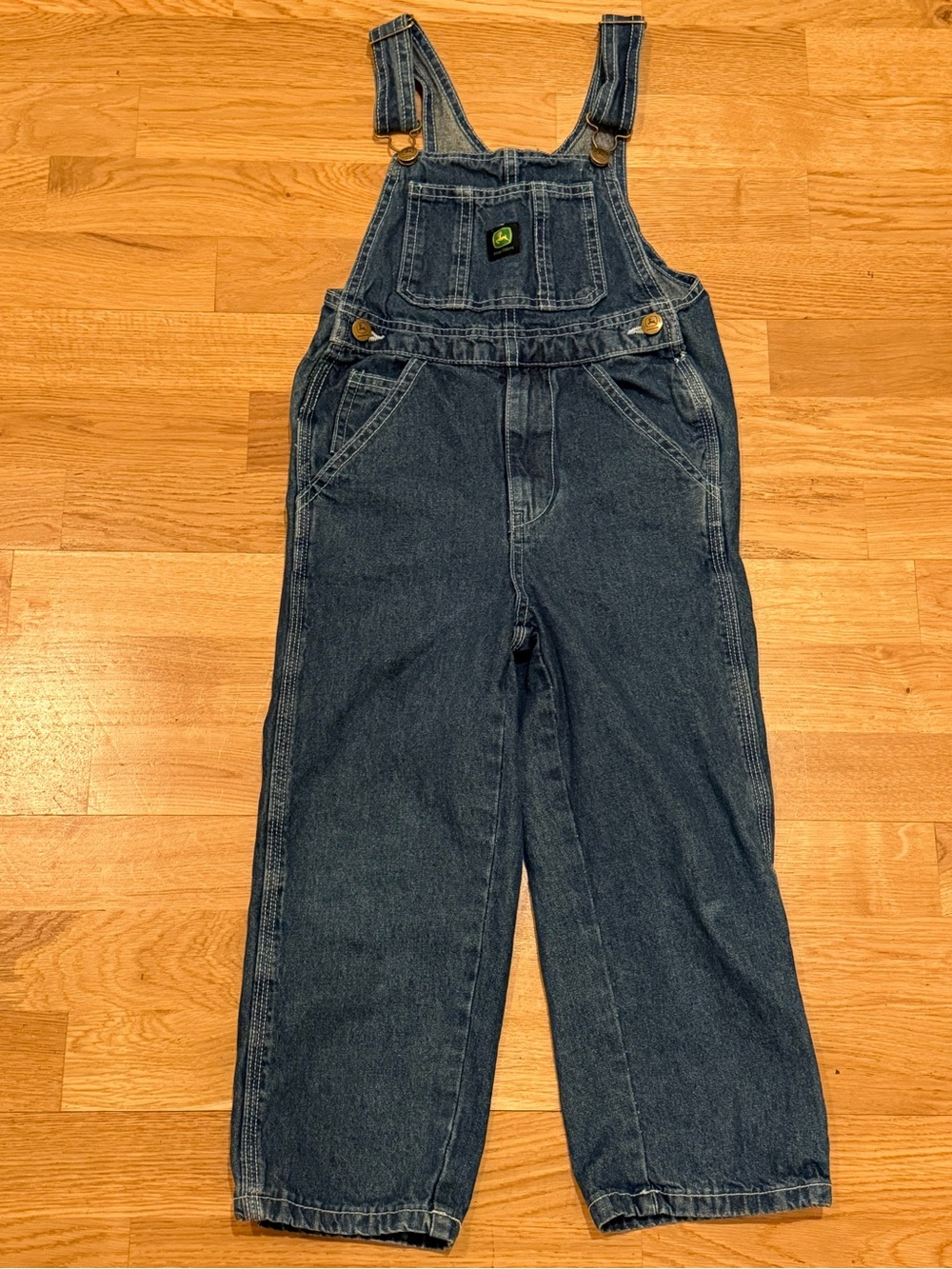 John Deere Dark Blue Denim Kids Overalls with Front Bib